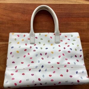 EUC Lulu Guinness Women's Daphne Confetti Lip Print Tote Bag